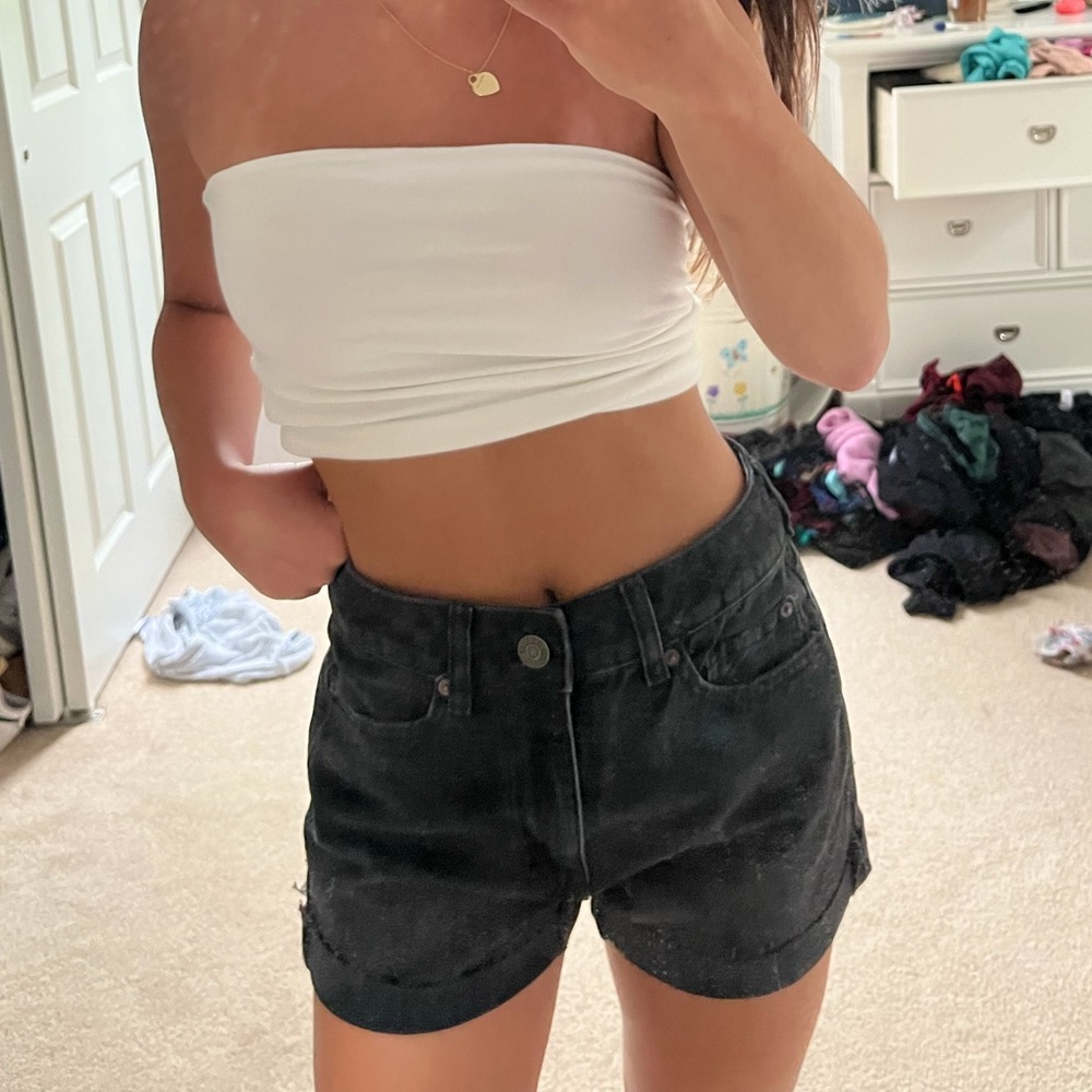 Garage Black Denim Mom Shorts